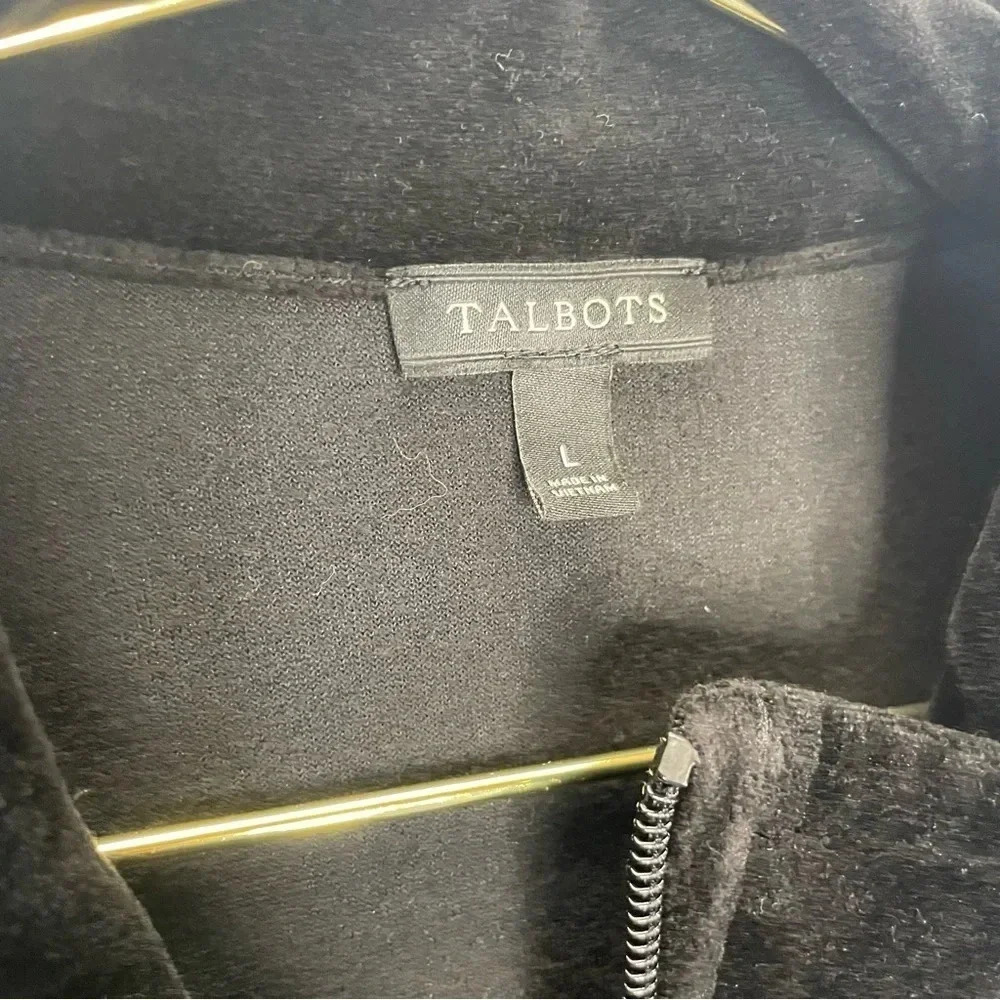 Talbots Black Velour Velvet Full Zip Jacket - Picture 3 of 6
